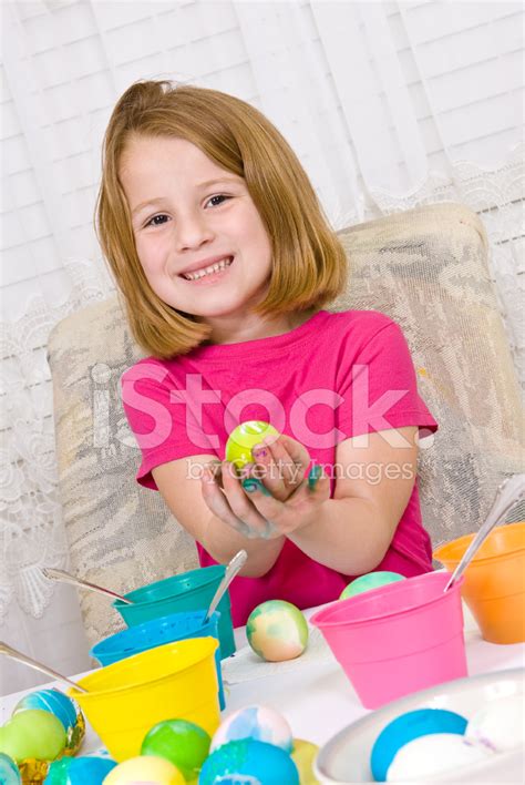 Young Girl Coloring Easter Eggs Stock Photo Royalty Free Freeimages