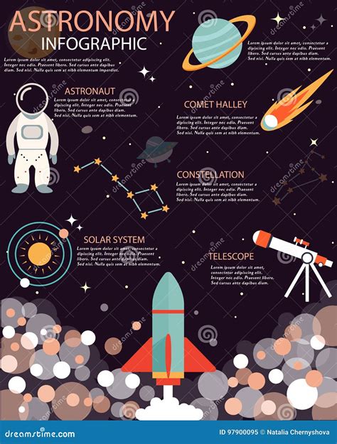 The Space Info Poster Brochure With Flat Design Icons Other