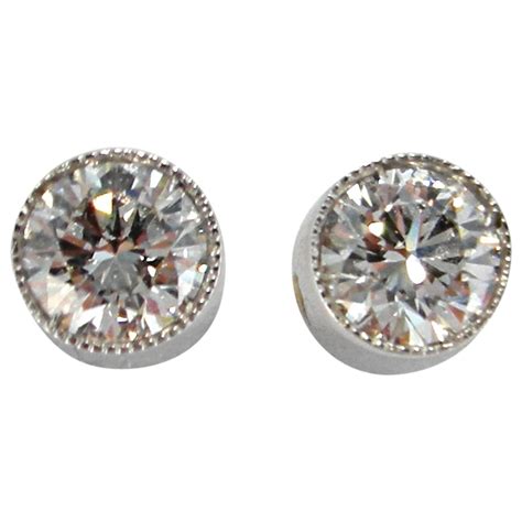 Alex Jona White Diamond Single Stone K White Gold Stud Earrings For