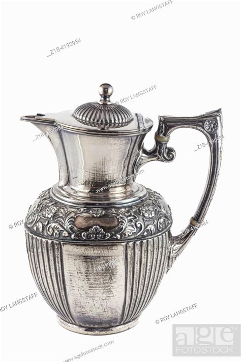 Silver Plated Coffee Pot Circa 1890 Stock Photo Picture And Rights