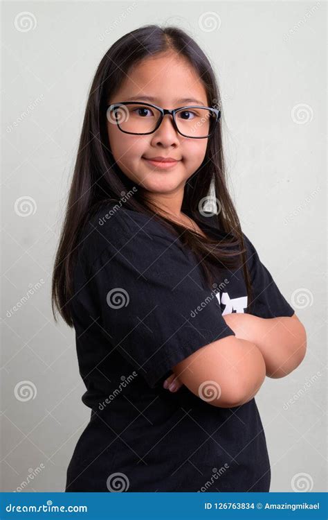 Young Cute Asian Nerd Girl Wearing Eyeglasses Stock Photo Image Of