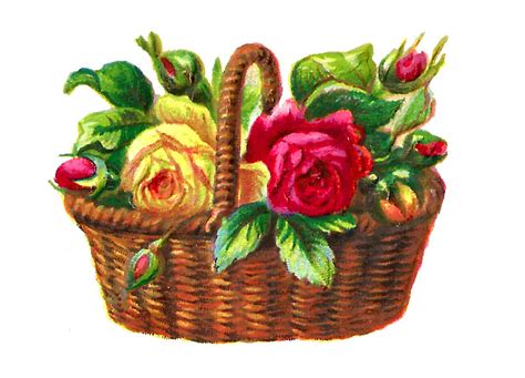 Are you searching for flower basket png images or vector? Antique Images: Digital Flower Red Rose Basket Clip Art ...