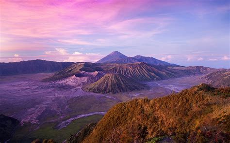 Indonesian Landscape Java Island Volcano Dusk Wallpaper Nature And