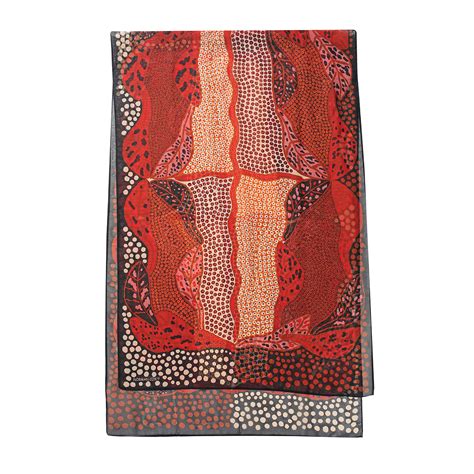 Australian T Chiffon Scarf Aboriginal Print “bush Leaves” Bsc120 2 Outstations Online Store