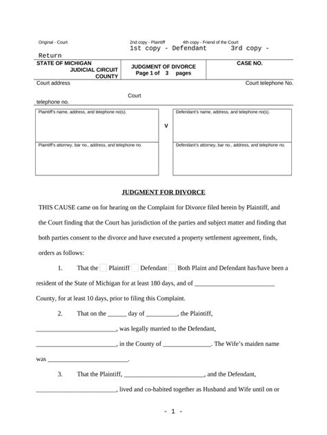 Michigan Divorce With Form Fill Out And Sign Printable Pdf Template