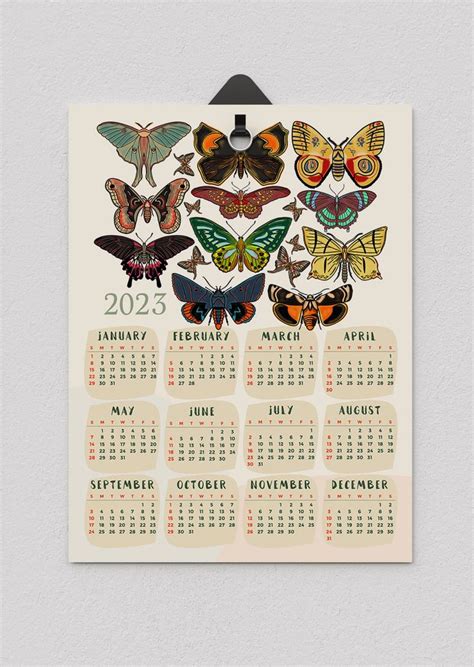2024 Butterflies And Moth Calendar Antique Butterflies And Etsy Art
