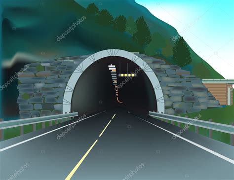 Tunnel In Mountain Illustration — Stock Vector © Drpas 12357697