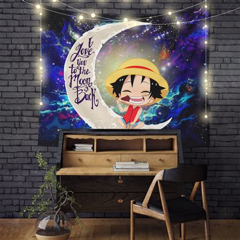 Luffy One Piece Moon And Back Galaxy Tapestry Room Decor 99shirt