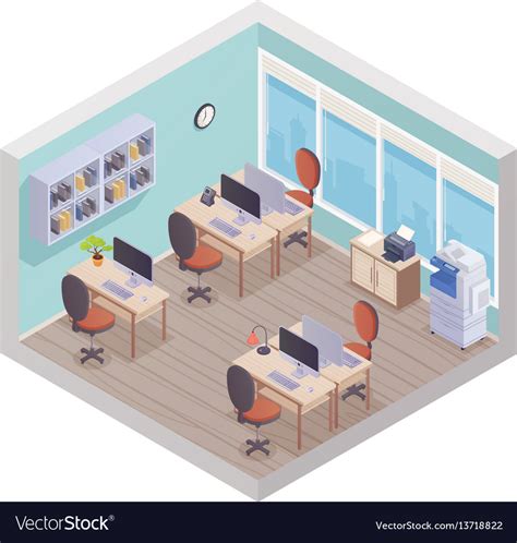Isometric Office Interior Royalty Free Vector Image