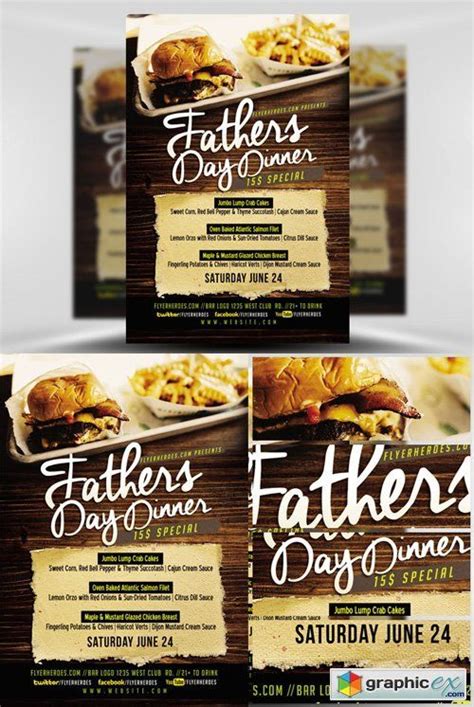 Fathers Day Dinner Flyer Template Menu Template Templates Grilled