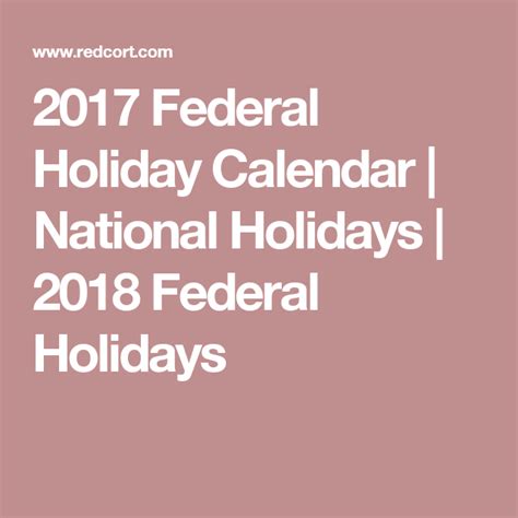 2020 Federal Holiday Calendar