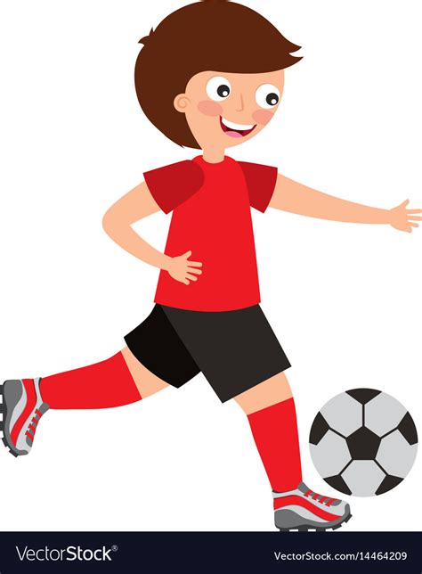 Little Boy Playing Soccer Royalty Free Vector Image