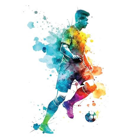 Premium Vector Watercolor Painting Of A Man Playing Football Soccer