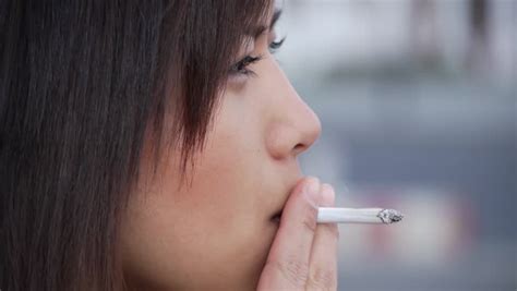 Hd1080 Young Sexy Asian Woman Smoking A Cigarette Outdoor Close Up