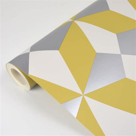 Fine Decor Newby Mustard Geometric Wallpaper