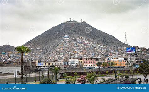 Colorful Buildings On The Slopes Of Cerro San Cristobal Lima Peru