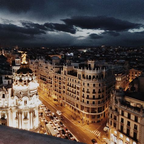 Madrid At Night Madrid Spain Granvia Europe Travel Wanderlust