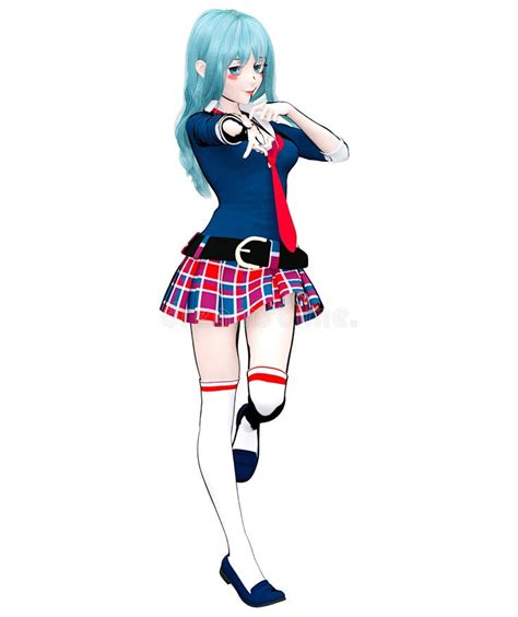 3d Japanese Anime Schoolgirl Stock Illustration Illustration Of Japanese Pretty 107748056
