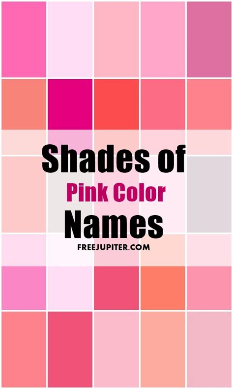 Shades Of Pink Color Names