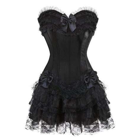 Lace Cover Showtime Satin Corset Dress Suit And Bustier Waist Slimming