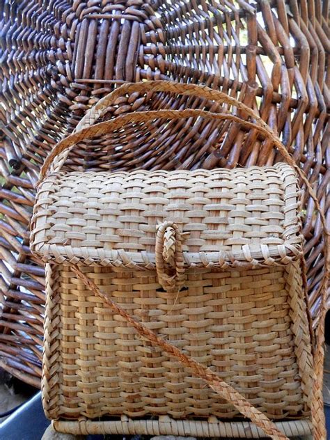 Vintage Basket Purse Braided Straplatched By Pineneedlesweetgrass