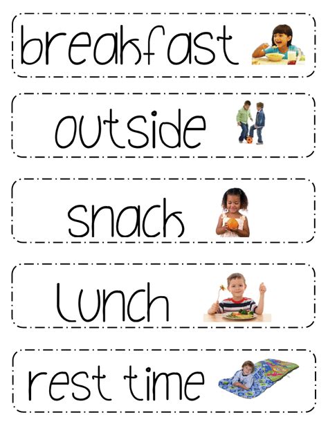 Visual daily routine chart for kids in english, chinese, korean (free printable). Printable Schedule Picture Cards for Preschool Classrooms- could easily make for home to prep ...