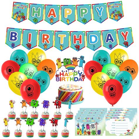 Buy Numberblocks Party Decorations Set Pcs Numberblocks Birthday Party Supplies Included Happy