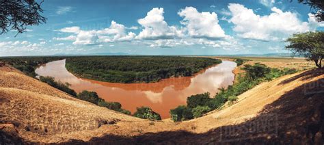 Amazing Panoramic View Of Dirty Omo River On Sunny Day In Ethiopian