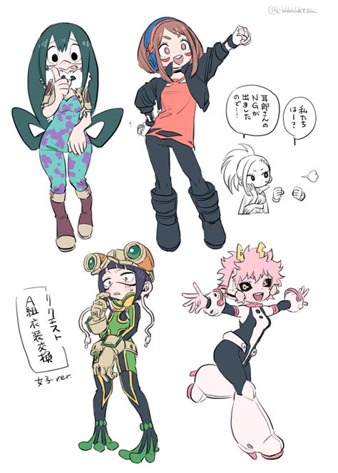 Uraraka Ochako Asui Tsuyu Yaoyorozu Momo Ashido Mina Jirou Kyouka