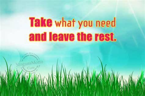 Take What You Need And Leave The Rest