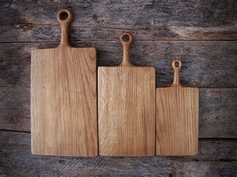 Wooden Oak Chopping Boards With Handle Rustic Cutting Board Etsy