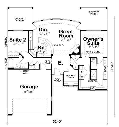 Craftsman Style House Plan 2 Beds 2 Baths 1436 Sqft Plan 20 2066