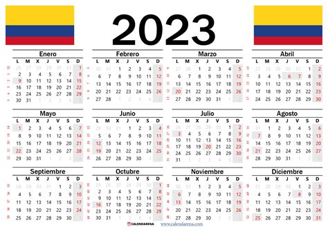 Calendario 2023 Colombia Con Festivos Pdf
