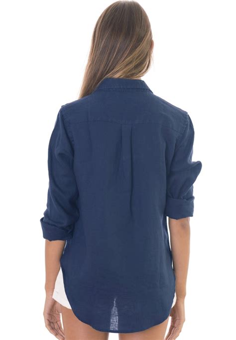 linen shirt navy blue linen shirt linen blouse linen button etsy