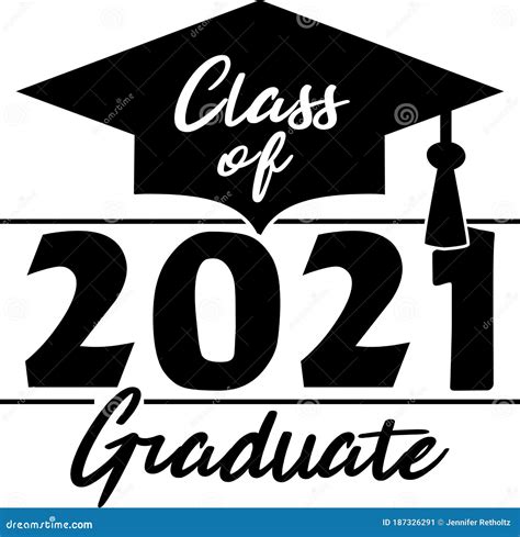 Class Of 2021 Graduate Banner With Cap Stock Vector Illustration Of