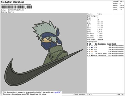 Swoosh Kakashi 03 Embroidery File 4 Size Embropedia