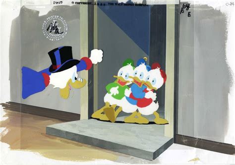 Original Master Background And Production Cel Of Scrooge Mcduck Huey