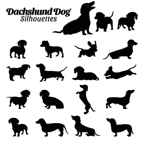 Set Dachshund Dog Silhouette Vector Illustration 22387851 Vector Art