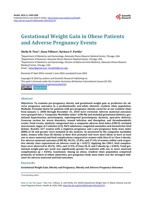 pdf gestational weight gain in obese patients and adverse pregnancy events