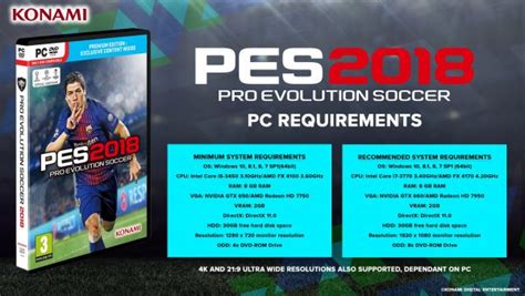 These are the pc specs advised by developers to run at minimal and recommended settings. Inilah Spesifikasi Minimum PES 2018 di PC | WinPoin