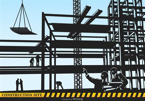 Construction Site Vector Silhouette Illustration 183142 Vector Art At