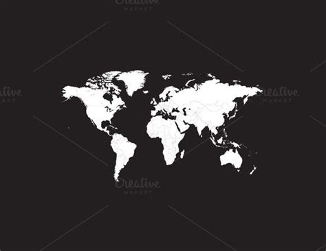 World Map White With Borders Flat Map World Map Borders