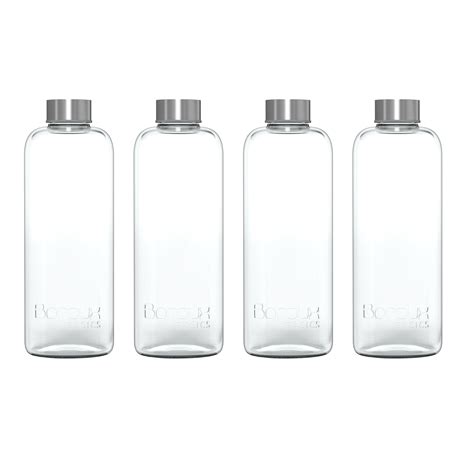 Boroux Basics 1 Liter Reusable Glass Water Bottles Bpa Bps Chemical Free Premium Soda Lime