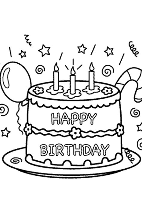 Printable coloring sheets of cakes and characters make an awesome free birthday activity! Cake Happy Birthday Party Coloring Pages - celebration ...