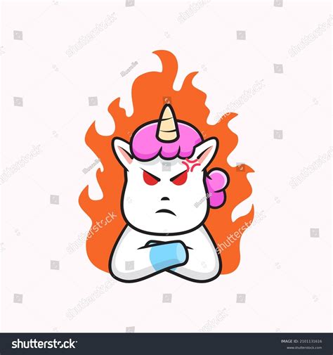 Angry Unicorn Cute Cartoon Illustration Vector Stock Vector Royalty