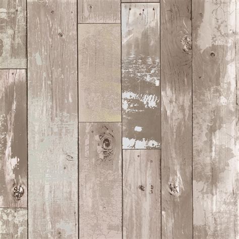 Brewster Home Fashions Heim Taupe Distressed Wood Panel Wallpaper The Home Depot Canada