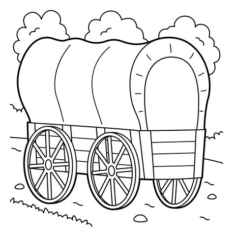 Western Wagon Coloring Page