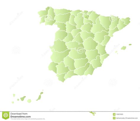 Spanje, die de provincie van het continent en diverse eilanden bezetten, europa is het zuidelijke land. De Kaart Van Spanje Met Provincies Vector Illustratie ...