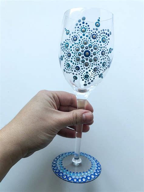 Painted Wine Glass Painted Dot Mandala Wine Glasses Etsy Hand Painted Wine Glasses Wine