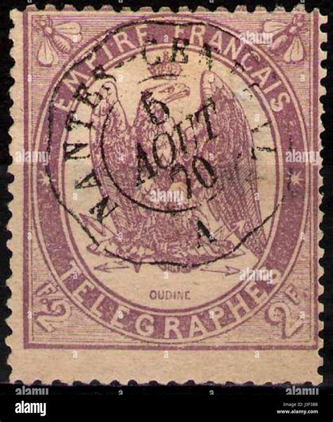 French Telegraph Stamp Used Nantes 1870 Stock Photo Alamy